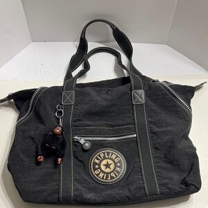 Kipling Black Duffel Bag with Tan Accents
